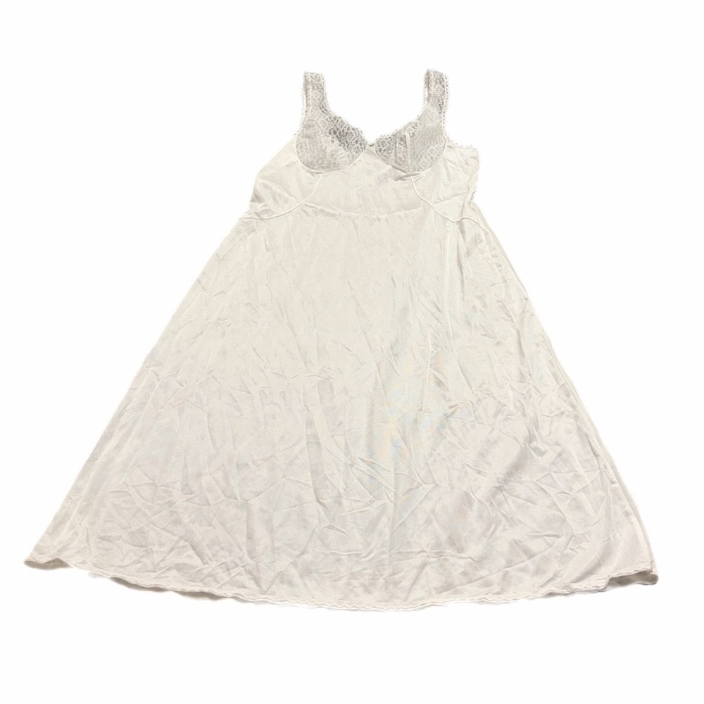 70s/80s European Vintage Triumph Silky Lace Cup Midi Slip Dress (Ivory) Size M/L